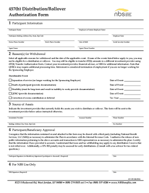 457(b) Distribution/Rollover Authorization Form