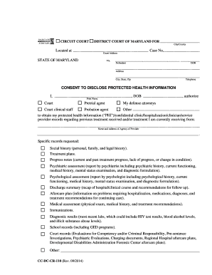 Maryland Consent to Disclose Protected Health Information