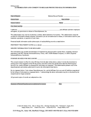 Authorization and Consent to Release Protected Health Information