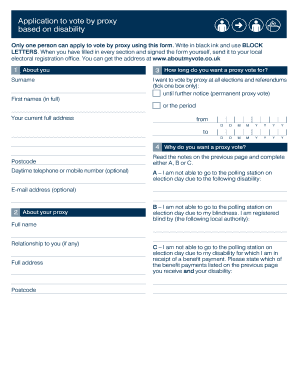 UK Proxy Vote Application for Disability