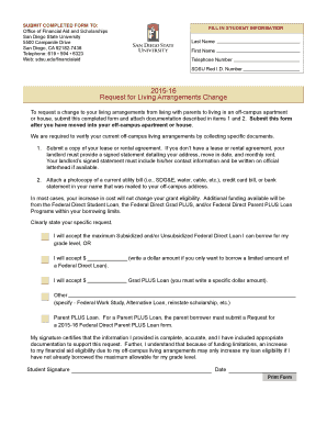 Request for Living Arrangements Change