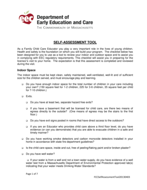Massachusetts Family Child Care Self-Assessment Tool