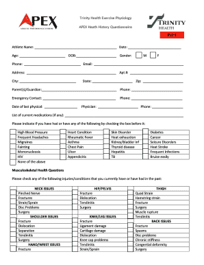Athlete Medical History Form