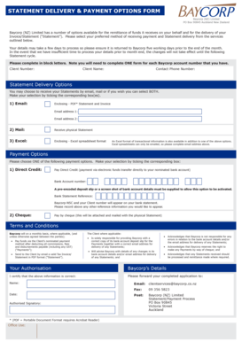 Statement Delivery & Payment Options Form