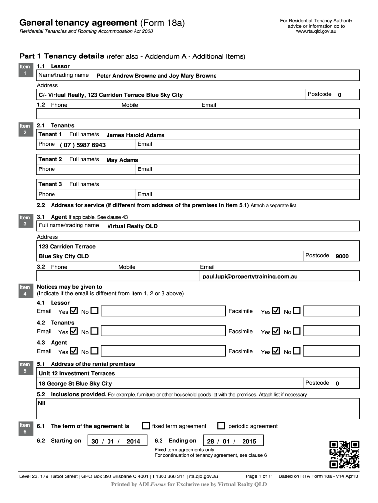 tenancy agreement qld Preview on Page 1