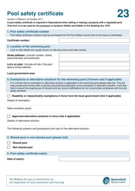 Queensland Pool Safety Certificate