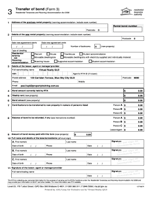 Queensland Transfer of Bond Form