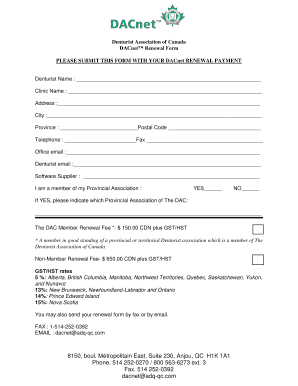Denturist Association of Canada Renewal Form