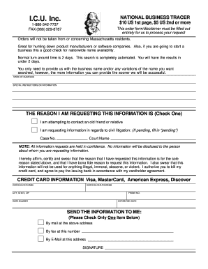 Business Tracer Order Form