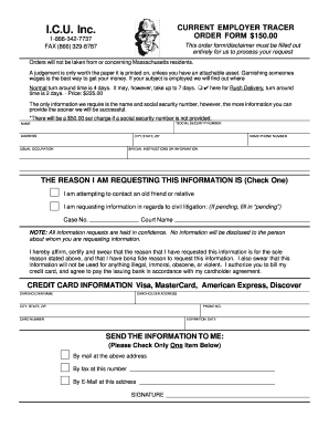 Current Employer Tracer Order Form