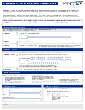 Statement Delivery & Payment Options Form