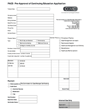 PACE Pre-Approval of Continuing Education Application