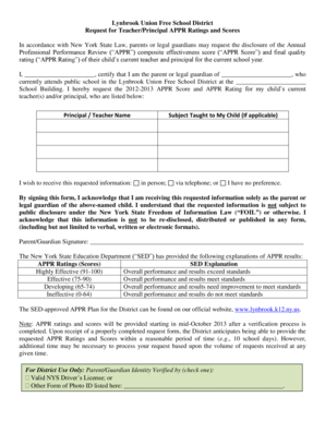 New York Teacher/Principal APPR Ratings Request Form