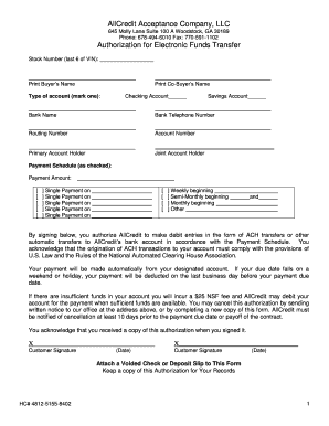 Authorization for Electronic Funds Transfer