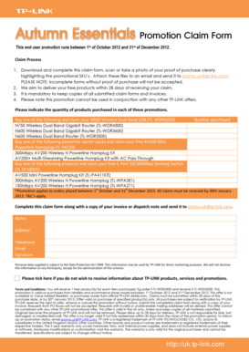 TP-Link Promotion Claim Form