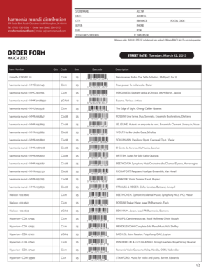 Music Order Form