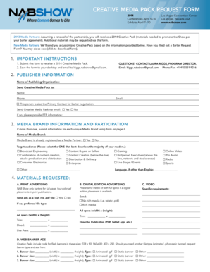 NAB Show Creative Media Pack Request Form