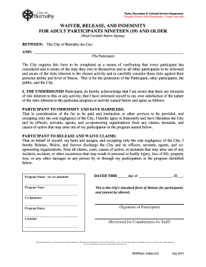 Adult Participant Waiver Form