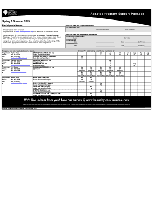Adapted Program Support Package Registration Form