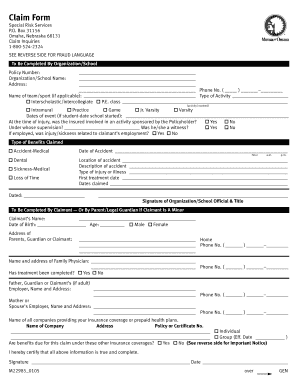 Special Risk Services Claim Form