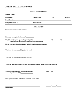 Event Evaluation Form
