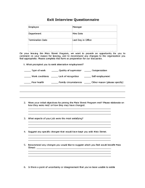 Exit Interview Questionnaire