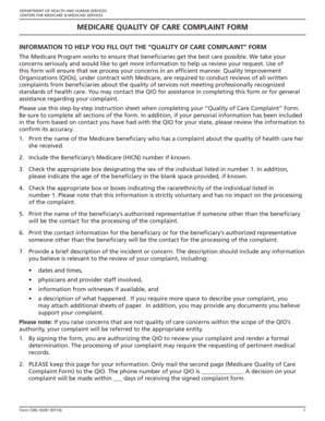 Medicare Quality of Care Complaint Form