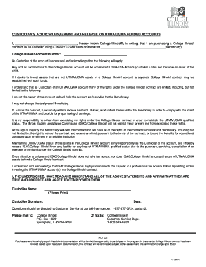 Custodian's Acknowledgement and Release on UTMA/UGMA Funded Accounts