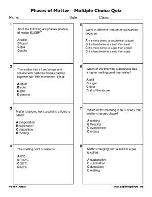 Phases of Matter Quiz