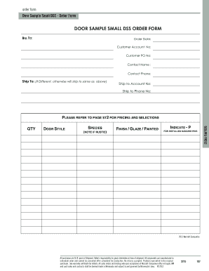 Door Sample Small DSS Order Form