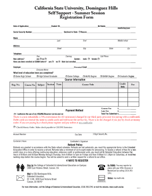 California State University Summer Session Registration Form