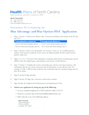 Blue Advantage and Blue Options HSA Application