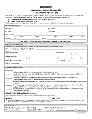 SEVIS Transfer Release Form