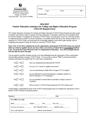 TEACH Grant Request Form