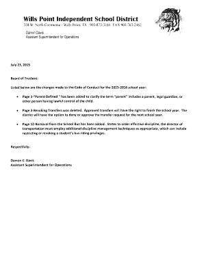 Wills Point ISD Student Code of Conduct
