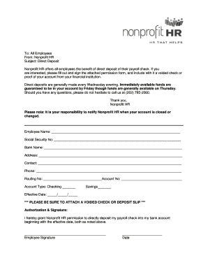 Direct Deposit Authorization Form