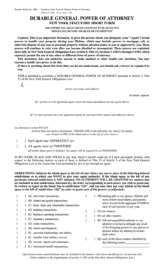 New York Statutory Short Form Durable General Power of Attorney