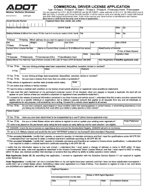 Arizona Commercial Driver License Application