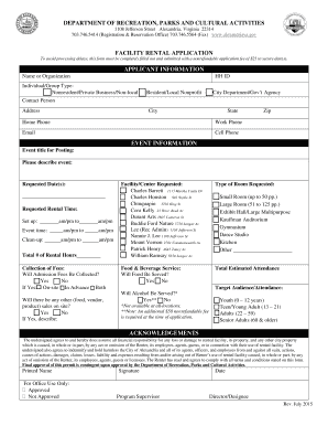 Facility Rental Application