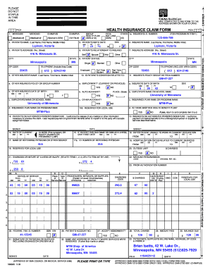 PICA Health Insurance Claim Form