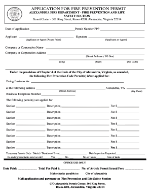 Fire Prevention Permit Application