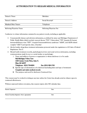 Medical Records Release Form - Flint Ob/Gyn