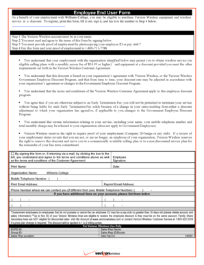 Employee Verizon Wireless Discount Form
