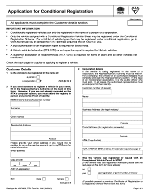 NSW Conditional Vehicle Registration Application