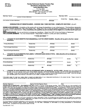 Florida Retirement System Pension Plan Beneficiary Designation Form