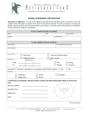 School Attendance Certification Form