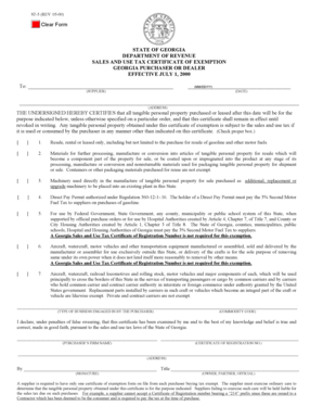 Georgia Sales and Use Tax Certificate of Exemption