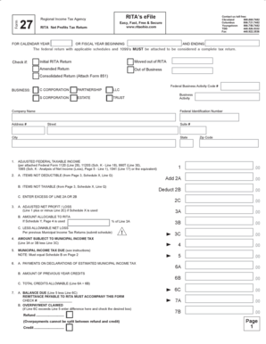 Ohio Profits Tax Return Form 27