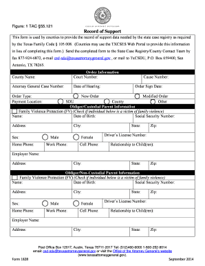 Texas Record of Support Form