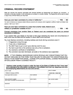 California Criminal Record Statement